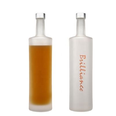 750 ml de cilindro de cuello largo de vidrio pintado de color azul licor whisky botella de vodka para bebidas