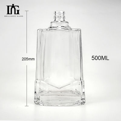 Botella cuadrada de whisky de 250 ml/500 ml/700 ml/750 ml con fondo de vidrio pesado de grosor de corcho