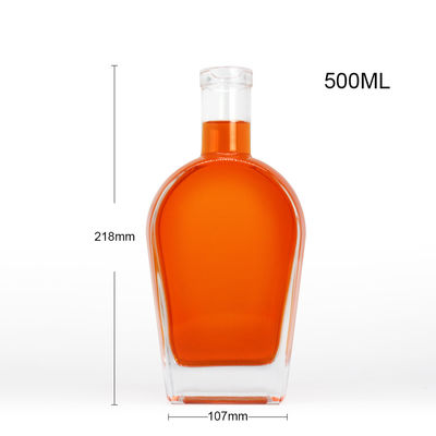 Whisky Liquor Gin Rum Vodka Botella de vidrio con corcho de vidrio 450ml 700ml 750ml Material del cuello