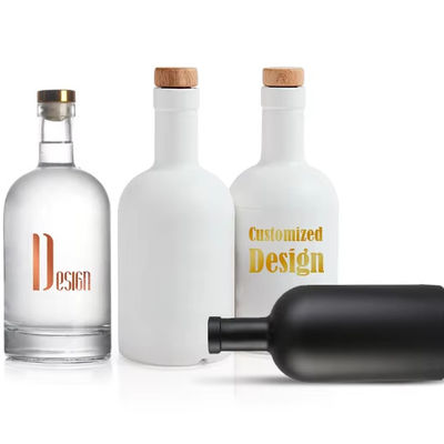 Botella redonda vacía de 500 ml para vodka whisky ginebra tequila brandy ron base de material vidrio