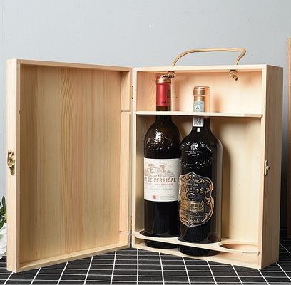 Conjunto de vino rojo de cuero único Botella de embalaje de papel caja para regalo de madera de vino personalizado