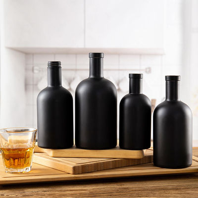 OEM/ODM aceptable Botella de vidrio de ginebra de rum de forma clásica con tapa de madera 500 ml 750 ml