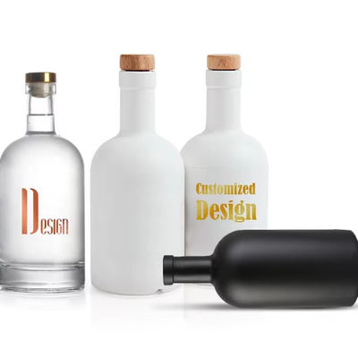 OEM/ODM aceptable Botella de vidrio de ginebra de rum de forma clásica con tapa de madera 500 ml 750 ml
