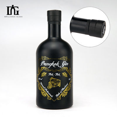 OEM/ODM aceptable Botella de vidrio de ginebra de rum de forma clásica con tapa de madera 500 ml 750 ml