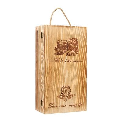 Conjunto de vino rojo de cuero único Botella de embalaje de papel caja para regalo de madera de vino personalizado
