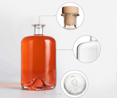 Botella de vidrio de capacidad personalizada para bebidas alcohólicas Tequila Vodka Brandy Whisky Rum Gin Liquor 500ml/700ml/750ml