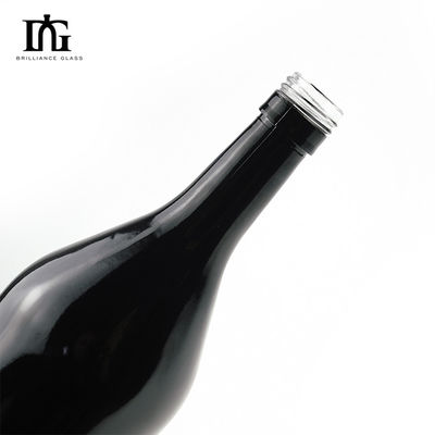 Tipo de sellado CORK Impresión de logotipo de pantalla personalizada Vidrio negro 500 ml Botella de vino de champán de 750 ml