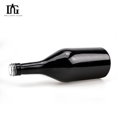 Tipo de sellado CORK Impresión de logotipo de pantalla personalizada Vidrio negro 500 ml Botella de vino de champán de 750 ml