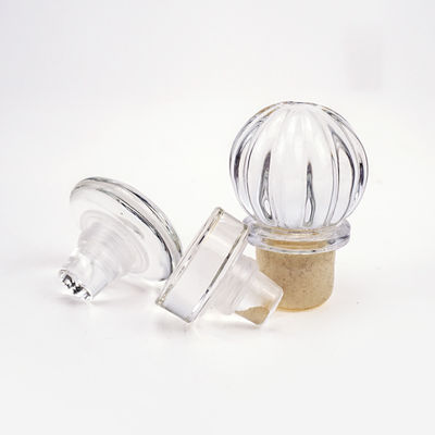 Logotipo personalizado Tapón de corcho de cristal de vidrio para vodka tequila botella de whisky suministrada gratuitamente