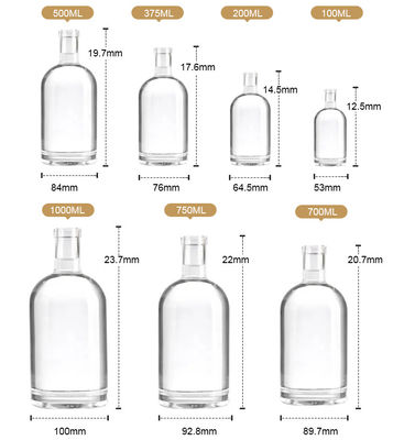 Flasca de forma ovalada clara 100 ml 250 ml 500 ml 700 ml 750 ml Botella de vino vacía con tapones