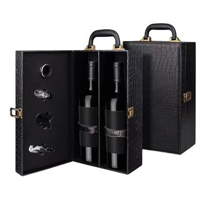 Botella única de 750 ml de vino tinto Caja de regalo de impresión personalizada de cuero de PU