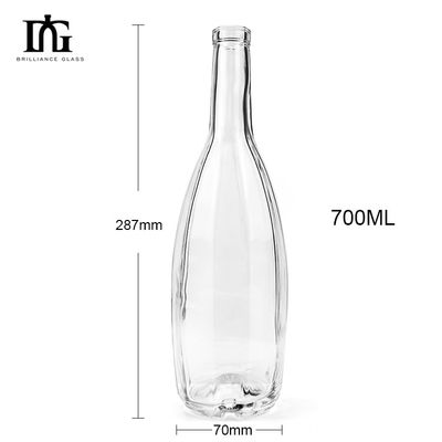 Collar de vidrio 375ml 500ml 700ml 750ml Super Flint Whisky y Vodka Espirit Gin Botella de vidrio tapa de corcho
