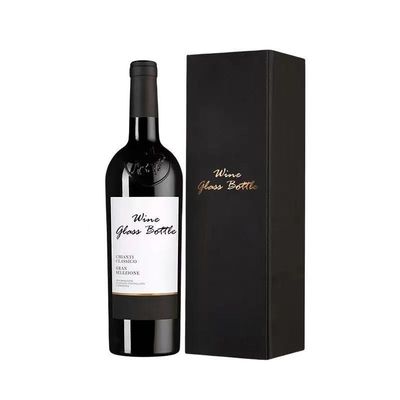 Botella única de 750 ml de vino tinto Caja de regalo de impresión personalizada de cuero de PU