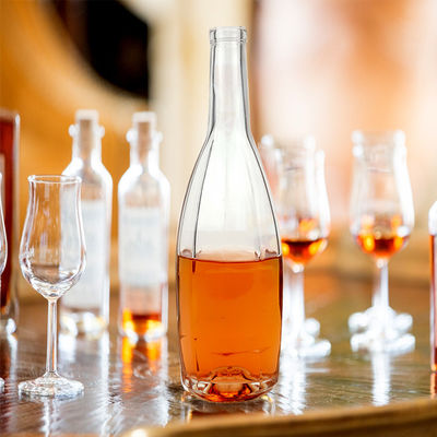 Collar de vidrio 375ml 500ml 700ml 750ml Super Flint Whisky y Vodka Espirit Gin Botella de vidrio tapa de corcho