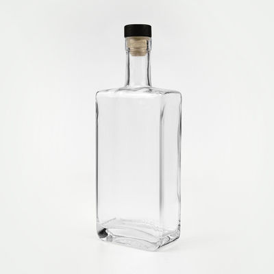 OEM/ODM Aceptable Botella de vidrio de vino cuadrada de 50 ml 100 ml 200 ml 500 ml para brandy vodka whisky