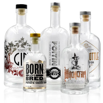 Material del cuerpo Vidrio 375ml 500ml 700ml 750ml 1l Botella de vodka nórdica con logotipo personalizado