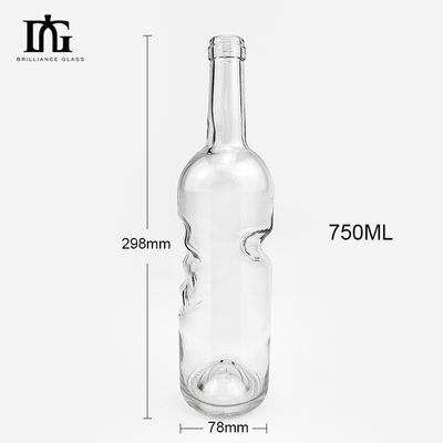 Botella de vidrio vacía de 750 ml para brandy y licores de diseño personalizado