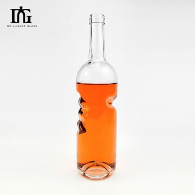 Botella de vidrio vacía de 750 ml para brandy y licores de diseño personalizado