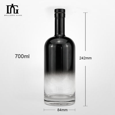 Botella de medio spray de vidrio de 700 ml vacía para whisky, brandy, vodka, ginebra, ron, licor y vino