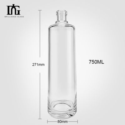 OEM/ODM Super Flint Material Vidrio Vodka Whisky Rum Botella de alcohol con tapa de tornillo de corcho
