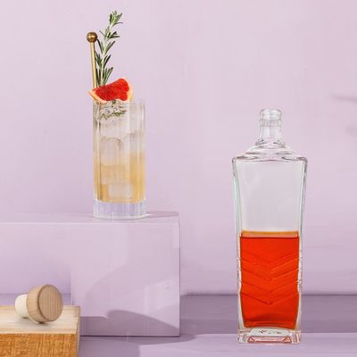 Collar de vidrio Vino Brandy Vodka Claros Reutilizables Botella de licor en miniatura 500 ml 750 ml