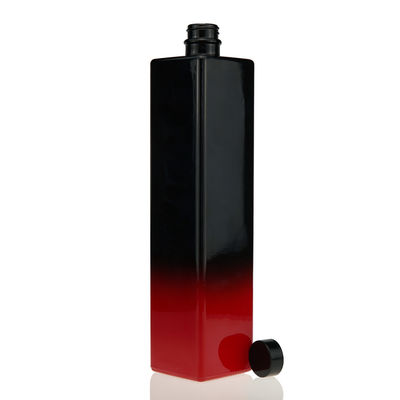 Botella de licor Negro Rojo Pintura 750ml Cuadrado Botella de vidrio Jugo Bebida Corcho Mini Vino