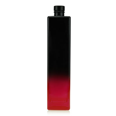 Botella de licor Negro Rojo Pintura 750ml Cuadrado Botella de vidrio Jugo Bebida Corcho Mini Vino