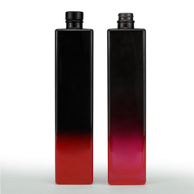 Botella de licor Negro Rojo Pintura 750ml Cuadrado Botella de vidrio Jugo Bebida Corcho Mini Vino