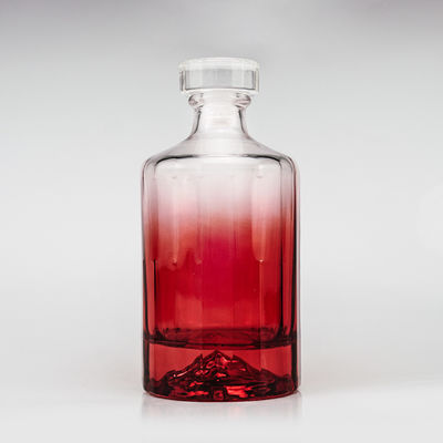Whisky 500 ml botella de vidrio de diseño creativo con fondo de volcán rojo y corcho de vidrio