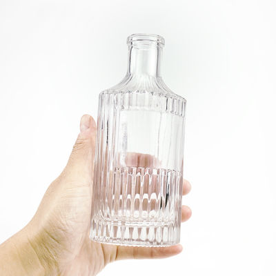 Flasca de vidrio de vino con rayas verticales redondas de corcho 250 ml 500 ml