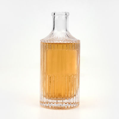 Flasca de vidrio de vino con rayas verticales redondas de corcho 250 ml 500 ml
