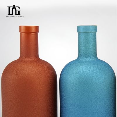 Botellas de vidrio de vidrio de color con electroplacas personalizadas para embalajes de vino/gin/whiskey/brandy