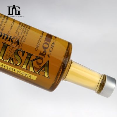 750 ml de cilindro de cuello largo de vidrio pintado de color azul licor whisky botella de vodka para bebidas