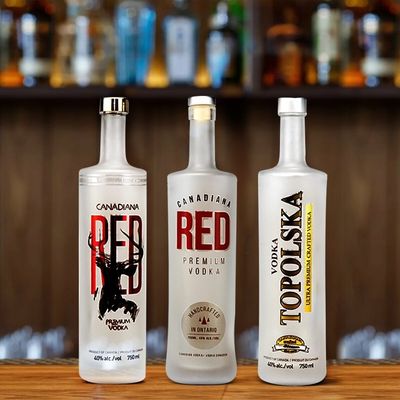 750 ml de cilindro de cuello largo de vidrio pintado de color azul licor whisky botella de vodka para bebidas