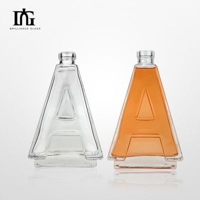 Botella de alcohol de gran capacidad de 700 ml, venta al por mayor, forma de letra, botella de vidrio de licor