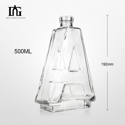 Botella de alcohol de gran capacidad de 700 ml, venta al por mayor, forma de letra, botella de vidrio de licor