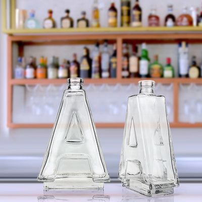 Botella de alcohol de gran capacidad de 700 ml, venta al por mayor, forma de letra, botella de vidrio de licor