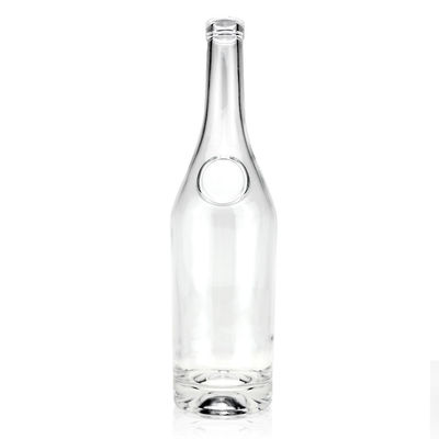 Liquores y bebidas 700 ml Tapón de corcho Botella de vidrio transparente para brandy Vodka Spirit