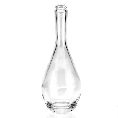 Botella de vidrio transparente de cuello largo de 500 ml para ginebra whisky ron bebidas alcohólicas sellador tipo corcho