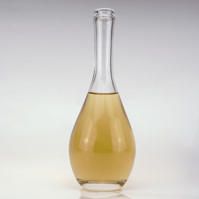 Botella de vidrio transparente de cuello largo de 500 ml para ginebra whisky ron bebidas alcohólicas sellador tipo corcho