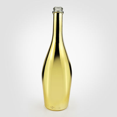 Botella de vidrio de champán de color oro con corcho para bebidas industriales