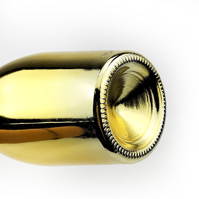 Botella de vidrio de champán de color oro con corcho para bebidas industriales