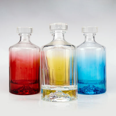 Vidrio vacío transparente Válcano Fondo Vodka Gin Ron Tequila Whisky Brandy Flasca de alcohol 500 ml 750 ml