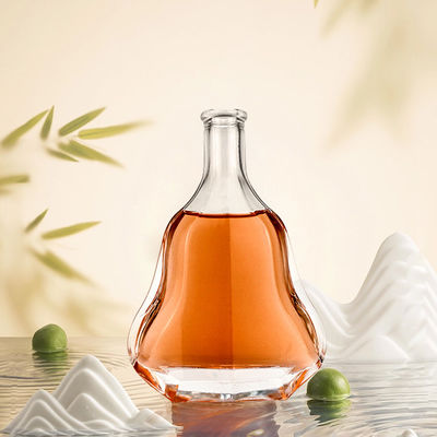 500 ml de vidrio claro de alcohol licor de vino whisky vodka botella de jugo con corcho y tapa de tornillo