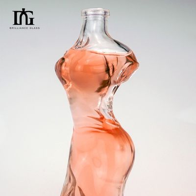 150 ml de 500 ml de cuerpo en forma de mujer Liquor Gin Vodka bebidas alcohólicas Botella de vidrio con corcho