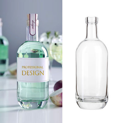 Licores y bebidas personalizados Vidrio redondo Vodka Botella de vino vacía 700ml 750ml 500ml