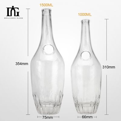 Logotipo Botella de vidrio con corcho para 1000ml 1500ml Jugo Vino Espiritoso Liquor Whisky Vodka