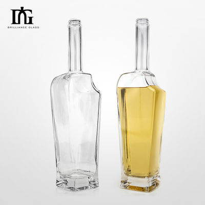 Licores y bebidas 380 ml Botella de vidrio transparente con tapa de tornillo Collar Material de vidrio