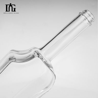 Licores y bebidas 380 ml Botella de vidrio transparente con tapa de tornillo Collar Material de vidrio