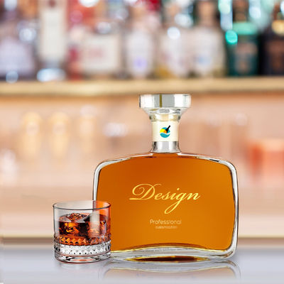 Botella de vidrio de ginebra 360 ml con material de cuello y tapones